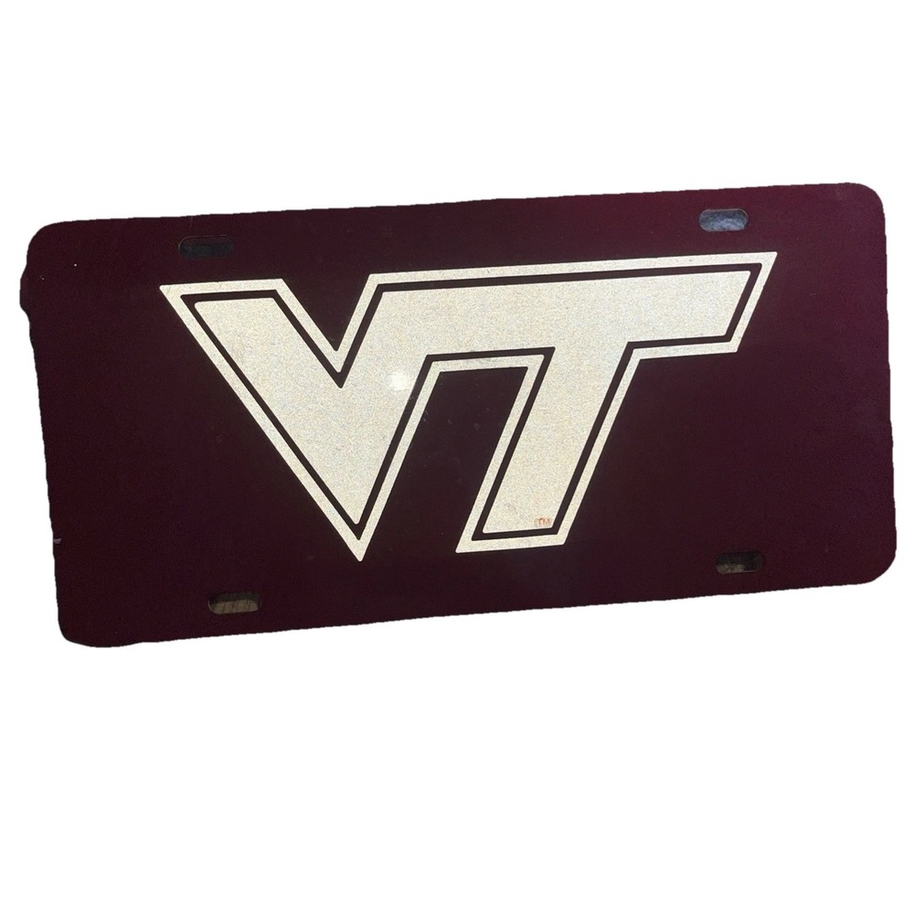 VA Virginia Tech Hokies NCAA Maroon Plastic License Plate 11.5"x5.5"